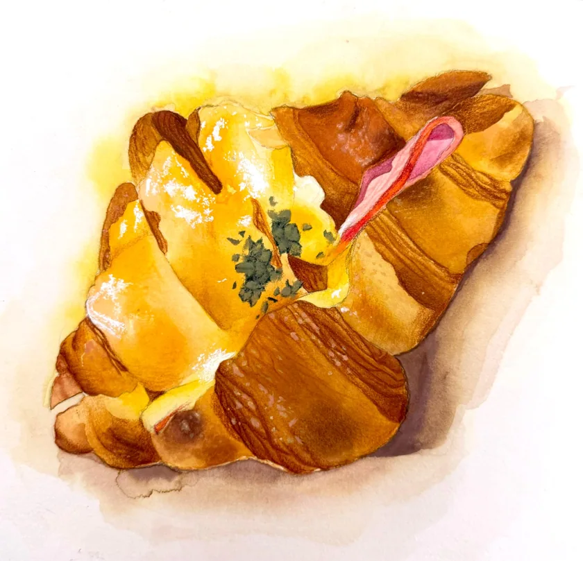 water color+color pencil-crossaint