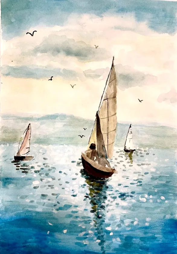 watercolor- The Old Man and the Sea