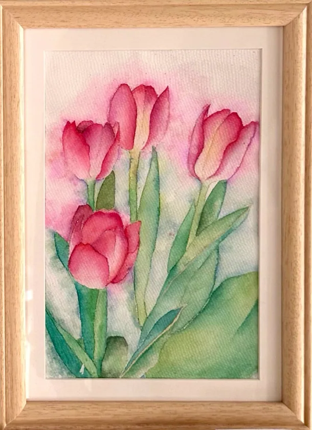 watercolor-pink tulips