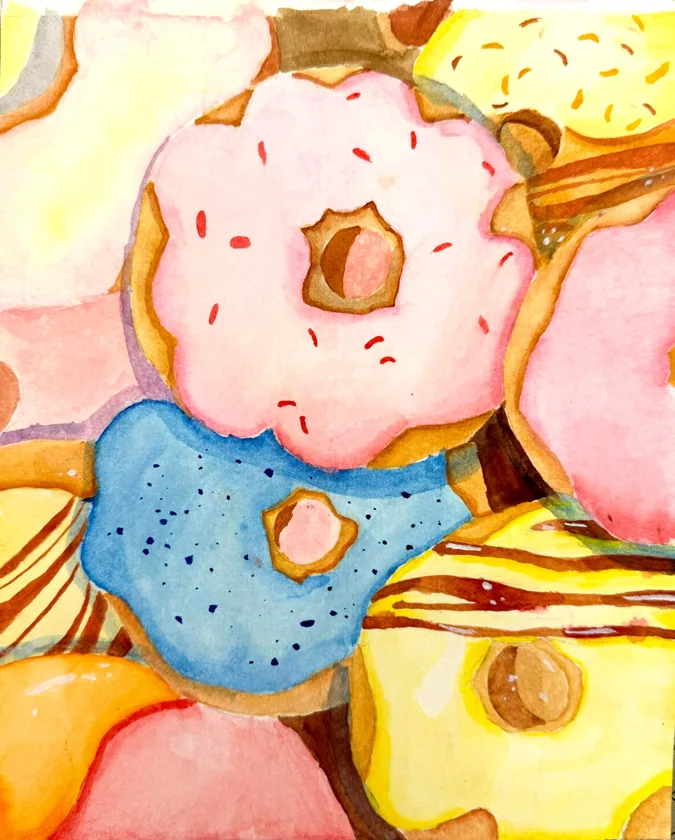 watercolor- donut