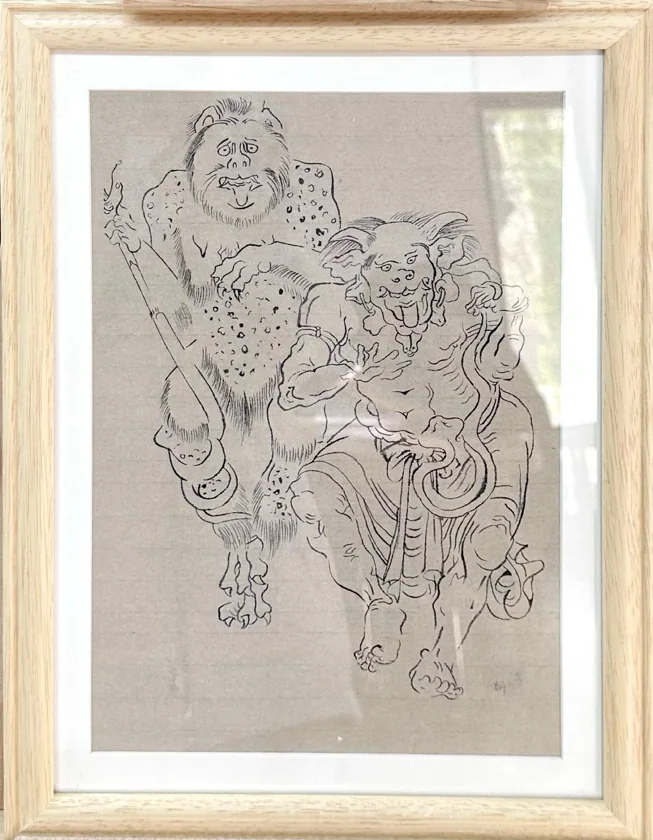 Chinese Ink Line Drawing -Two Monsters