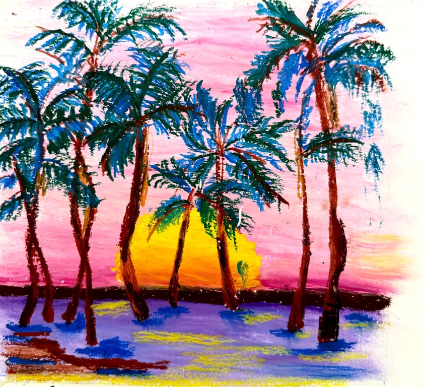 oil pastel-pink sunset